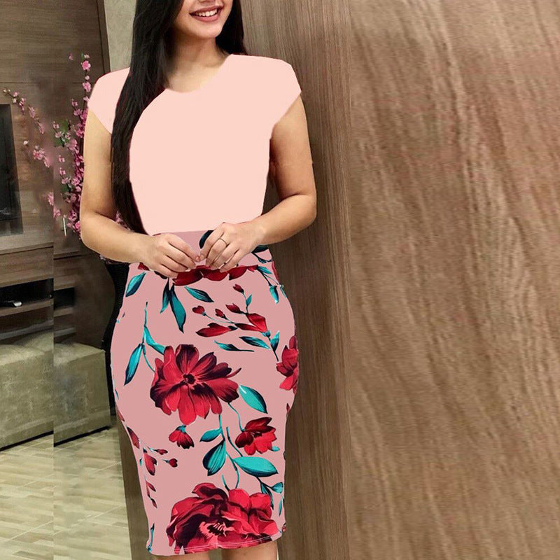 Printed Office Midi Pencil Dress