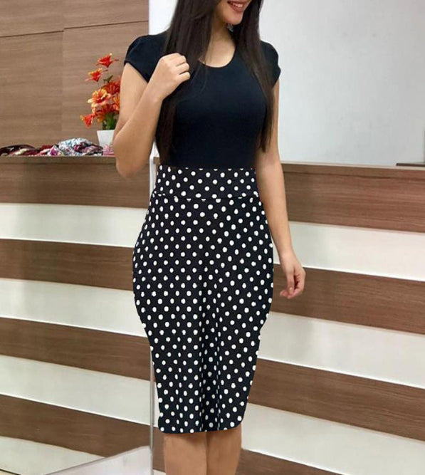 Printed Office Midi Pencil Dress