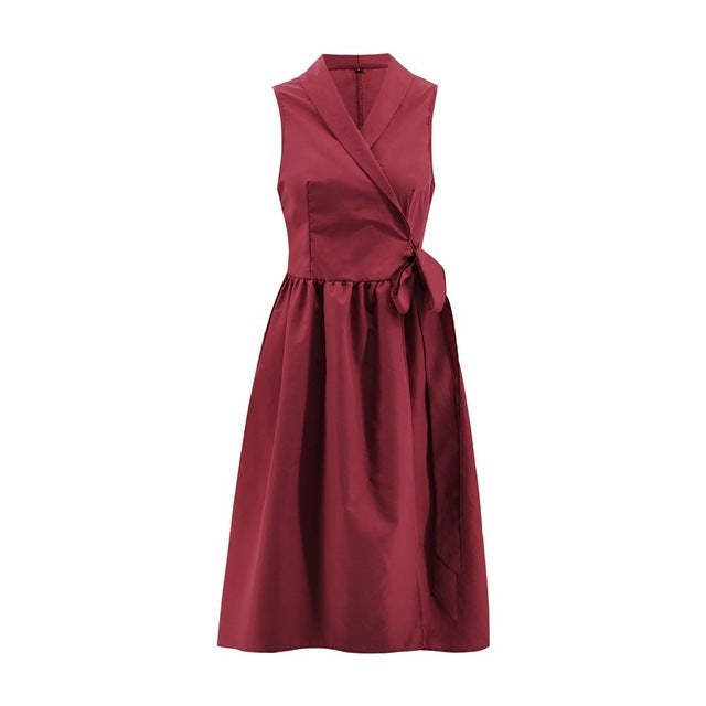 Casual Sleeveless Midi Belt Dress