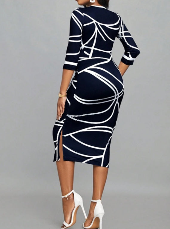 Round Neck Printed Casual Dress