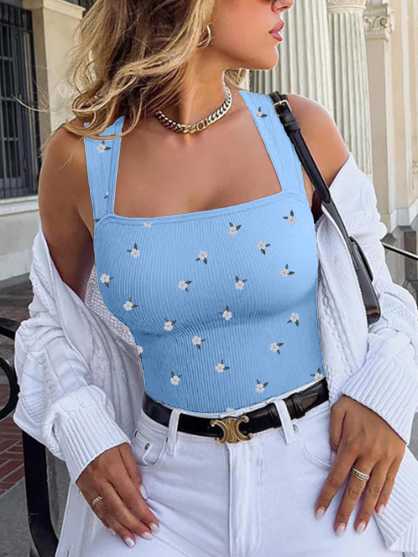 Sleeveless Square Neck Skinny Bodysuit