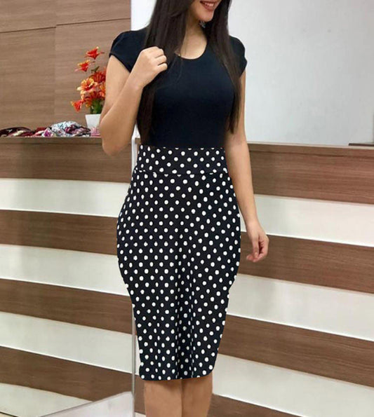 Printed Office Midi Pencil Dress