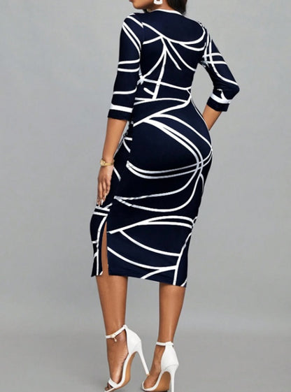 Round Neck Printed Casual Dress